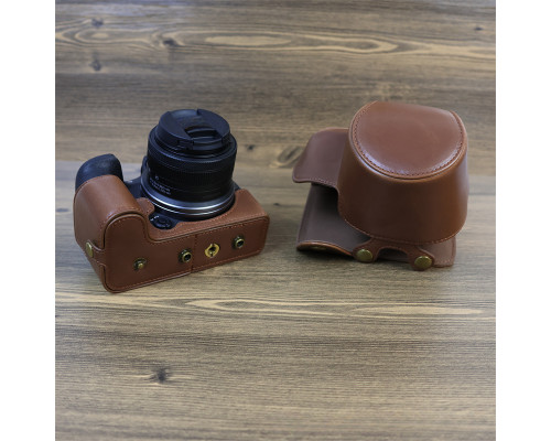 Защитный футляр - чехол для фотоаппарата CANON EOS R10 с доступом к батарейному отсеку - кофе