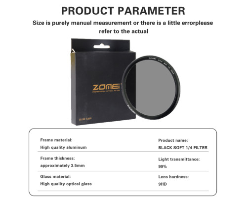 Светофильтр Zomei 62 mm Black Mist 1/4