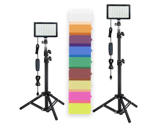 Комплект LED света Hongdak HD-120 (2x LED светильника со стойками и 9 цветными светофильтрами) для макросъемки