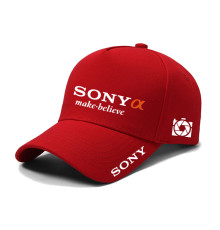 Кепка, бейсболка фотографа с логотипом Sony A - красная