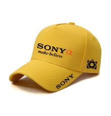 Кепка, бейсболка фотографа с логотипом Sony A - желтая