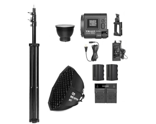 Комплект XL LED свет Yongnuo YNLUX100 RGB KIT + стойка 2.8 м + софтбокс 55 см + 2 х NP-F750 + зарядное
