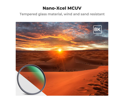 Светофильтр K&F Concept 82 mm Super Hard MC UV, Nano-X, HD, 28-слойное Nano покрытие, оптическое стекло Япония
