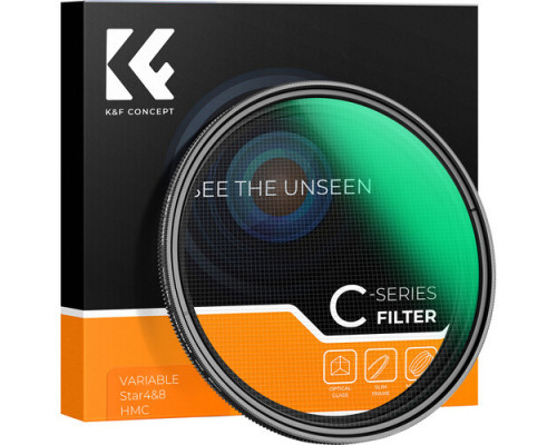 Регулируемый звездный (STAR 4-8) светофильтр K&F Concept, 58 mm Variable Star 4-8, 18-слойное покрытие