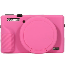 Захисний силіконовий чохол із кришкою для фотоапаратів CANON G7X Mark III — рожевий