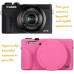Защитный силиконовый чехол с крышкой для фотоаппаратов CANON G7X Mark III - розовый