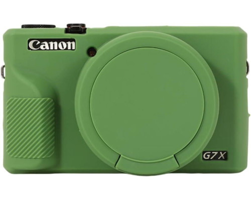Защитный силиконовый чехол с крышкой для фотоаппаратов CANON G7X Mark III - зеленый