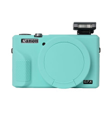 Захисний силіконовий чохол із кришкою для фотоапаратів CANON G7X Mark III — бірюзовий