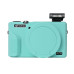 Защитный силиконовый чехол с крышкой для фотоаппаратов CANON G7X Mark III - бирюзовый