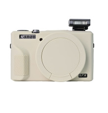 Захисний силіконовий чохол із кришкою для фотоапаратів CANON G7X Mark III — білий