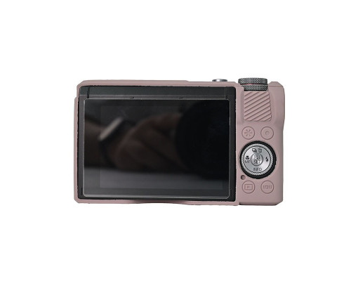 Защитный силиконовый чехол с крышкой для фотоаппаратов CANON G7X Mark III - серый