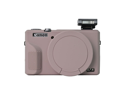 Защитный силиконовый чехол с крышкой для фотоаппаратов CANON G7X Mark III - серый
