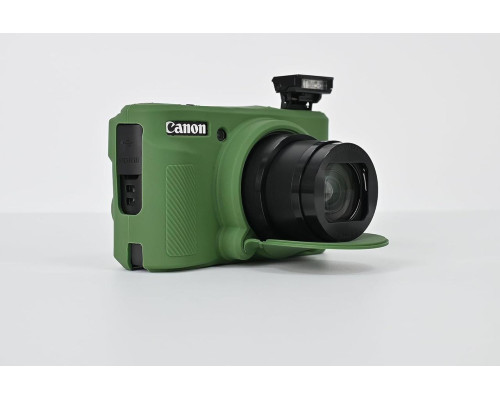 Защитный силиконовый чехол с крышкой для фотоаппаратов CANON Powershot SX740 - зеленый