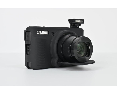 Защитный силиконовый чехол с крышкой для фотоаппаратов CANON Powershot SX740, SX730 - черный