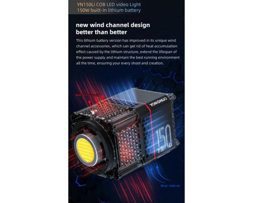 Комплект S: LED свет, осветитель студийный светYongnuo YN150Li (2700-6500K) с встроенным акб + сетевой адаптер