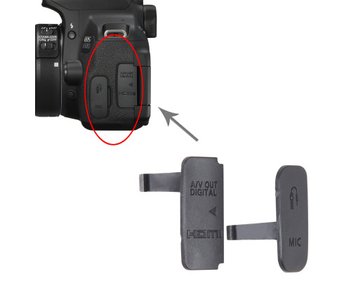 Заглушка резинка USB, разъем ДУ и Video OUT, MIC для фотоаппарата Canon 650D, 700D - комплект 2 шт