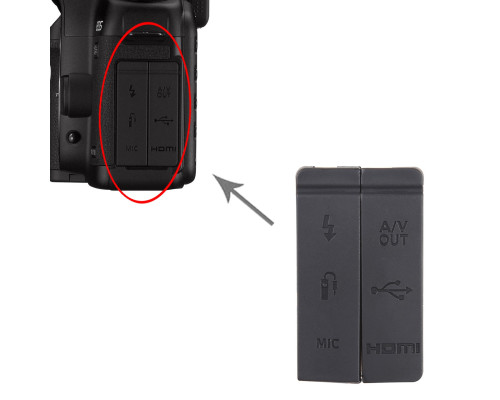 Заглушка резинка USB, разъем ДУ и Video OUT, MIC для фотоаппарата Canon 5D Mark II - комплект 2 шт