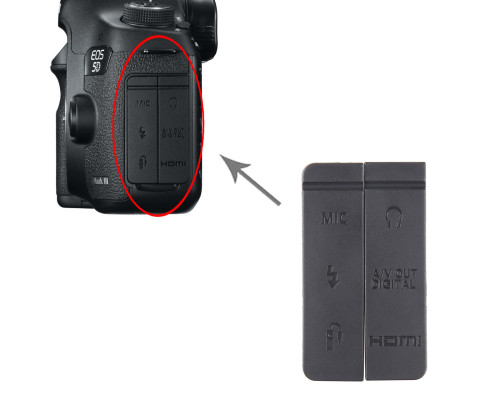 Заглушка резинка USB, разъем ДУ и Video OUT, MIC для фотоаппарата Canon 5D Mark III - комплект 2 шт