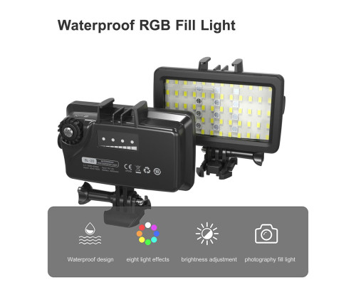 Лампа LED свет c RGB водонепроницаемая Andoer SL-20, LED подсветка для экшн-камер Xiaomi YI, SJCam, GoPRO