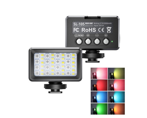 Лампа LED свет c RGB водонепроницаемая Movo SL-105, LED подсветка для экшн-камер Xiaomi YI, SJCam, GoPRO