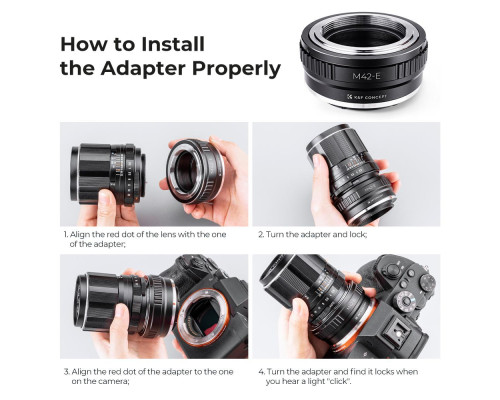 Адаптер (переходник) K&F Concept - M42 - NEX (M42-E mount) для камер Sony с байонетом E-mount