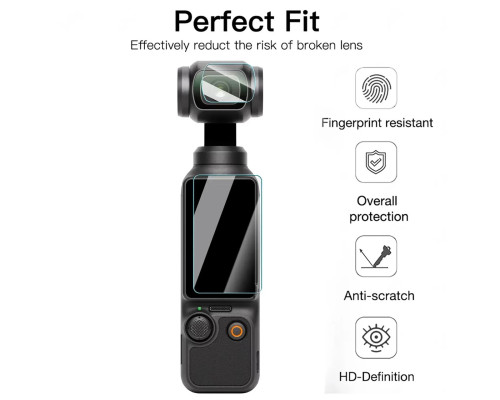 Защитное стекло для DJI OSMO POCKET 3 (на дисплей и объектив)