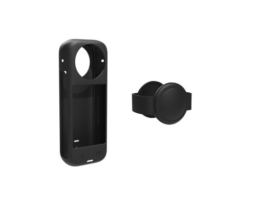 Силиконовый чехол для камеры Insta360 X4 и крышка-колпачок для объектива - черный