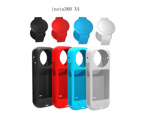 Силиконовый чехол для камеры Insta360 X4 и крышка-колпачок для объектива - красный