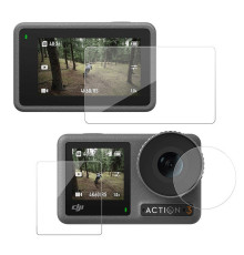 Захисне скло для DJI OSMO Action 3, Action 4, Action 5 (на 2 дисплеї й об'єктив)