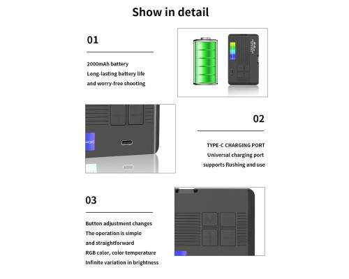 LED свет M140 RGB Pocket Fill Light с возможностью крепления на смартфон и с встроенным аккумулятором