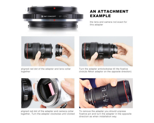 Адаптер K&F Concept EF-GFX для объективов Canon EF, EF-S на байонет FujiFilm GFX (Canon EF-Fuji GFX, EOS-GFX)