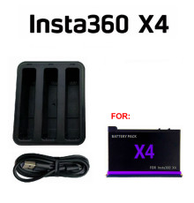 Комплект: зарядное устройство для 3-х аккумуляторов Insta360 X4 + 1 аккумулятор