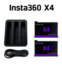 Комплект: зарядное устройство для 3-х аккумуляторов Insta360 X4 + 2 аккумулятор