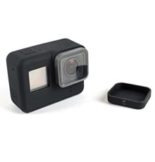 Силіконовий чохол, футляр з кришкою на об'єктив для екшн камер GoPro Hero 5, 6, 7 - чорний (код № XTGP347)