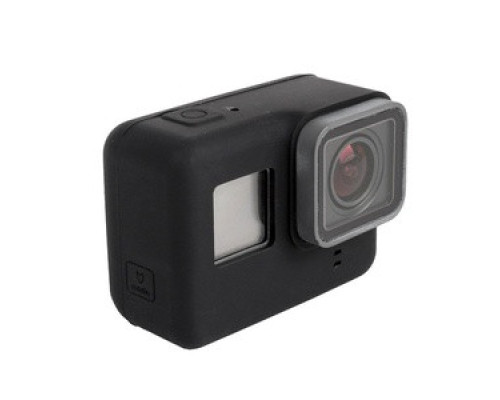 Силіконовий чохол, футляр з кришкою на об'єктив для екшн камер GoPro Hero 5, 6, 7 - чорний (код № XTGP347)