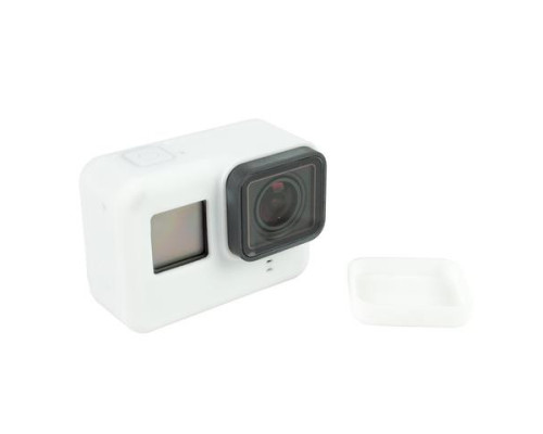 Силіконовий чохол, футляр з кришкою на об'єктив для екшн камер GoPro Hero 6, 5, 7 - білий (код № XTGP347)