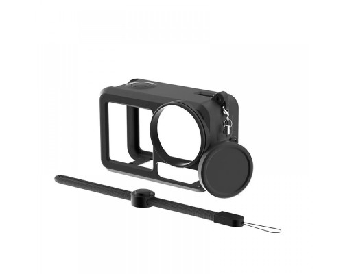 Силиконовый защитный чехол с крышкой-колпачком для камер DJI Action 5 Pro / Action 4 / Action 3 - черный