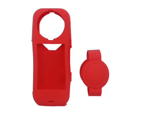 Силиконовый чехол для камеры Insta360 X5 и крышка-колпачок для объектива - красный