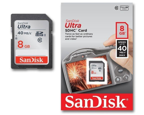 Карта памяти SD - Sandisk Ultra SDHC UHS-I - 8 GB (10 Class)