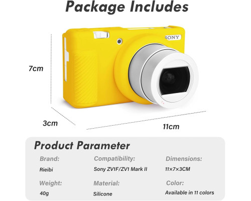 Защитный силиконовый чехол для фотоаппаратов SONY ZV-1F, ZV-1, ZV-1 II - желтый