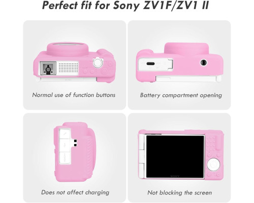 Защитный силиконовый чехол для фотоаппаратов SONY ZV-1F, ZV-1, ZV-1 II - розовый