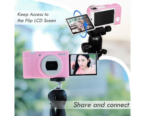 Защитный силиконовый чехол для фотоаппаратов SONY ZV-1F, ZV-1, ZV-1 II - розовый