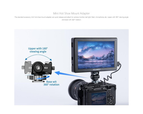 Накамерный монитор, дисплей FeelWorld 7" дюймовый T7S PRO, 2000 cd/m2, 3G SDI 4K HDMI 60 - алюминиевый корпус