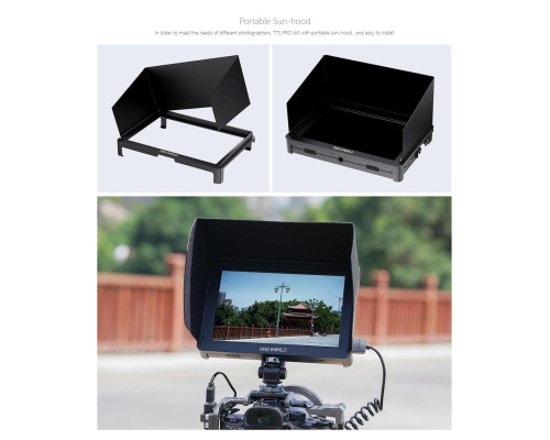 Накамерный монитор, дисплей FeelWorld 7" дюймовый T7S PRO, 2000 cd/m2, 3G SDI 4K HDMI 60 - алюминиевый корпус