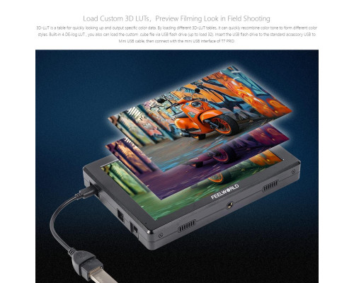 Накамерный монитор, дисплей FeelWorld 7" дюймовый T7 PRO, 2000 cd/m2, 4K HDMI 60 - алюминиевый корпус