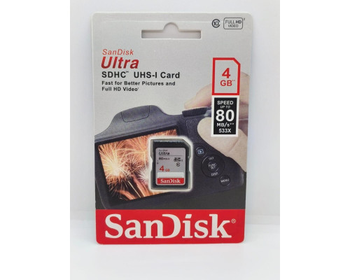 Карта памяти SD - Sandisk Ultra SDHC UHS-I - 4 GB (10 Class)