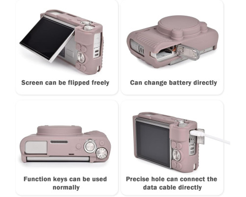 Защитный силиконовый чехол с крышкой для фотоаппаратов CANON Powershot SX740, SX730 - серый