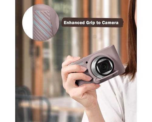 Защитный силиконовый чехол с крышкой для фотоаппаратов CANON Powershot SX740, SX730 - серый