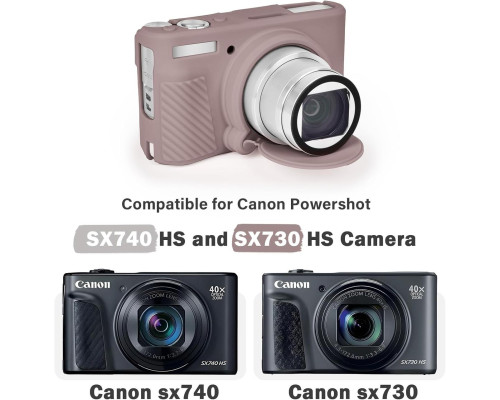 Защитный силиконовый чехол с крышкой для фотоаппаратов CANON Powershot SX740, SX730 - серый