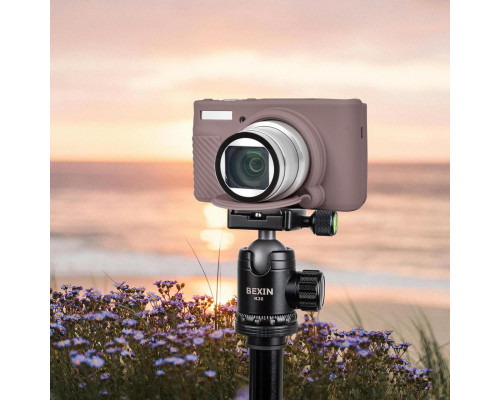 Защитный силиконовый чехол с крышкой для фотоаппаратов CANON Powershot SX740, SX730 - серый
